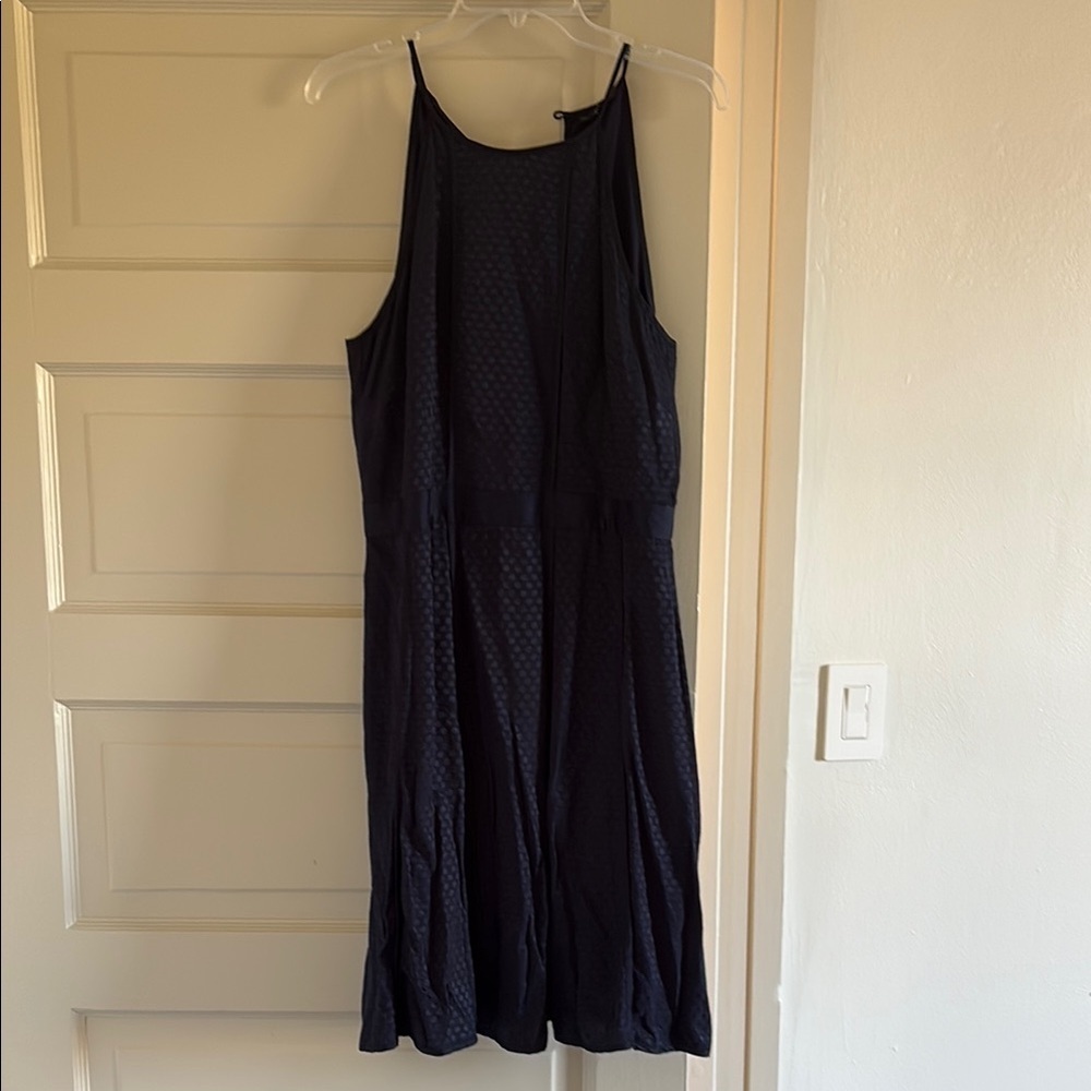 Banana republic polka dot halter blue dress size 8